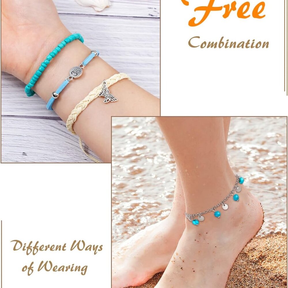 21 Pieces Surfer Wave Bracelet Ocean Wave Adjustable Waterproof Handmade Friends - Picture 4 of 6